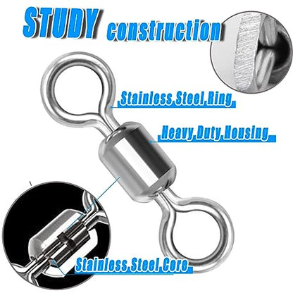 250pcs Fishing Swivel Rolling Barrel Swivel Stainless Steel Swivels Corrosion Resistance Black Nickle Connector for Freshwater Saltwater Fishing Tackle #2#4#6#8#10 - size: #1/0, #2/0, #3/0, #4/0(120pcs)