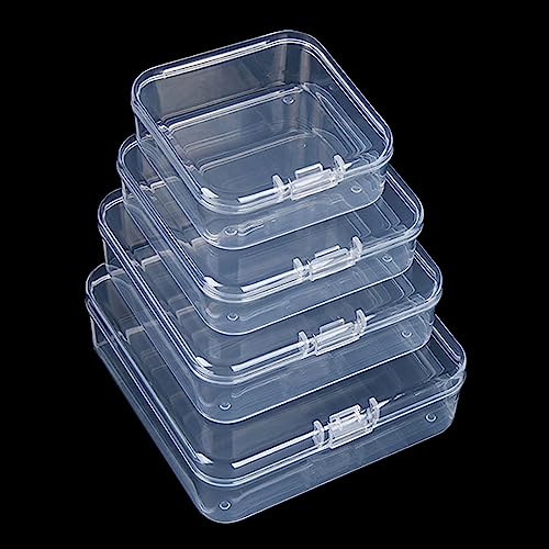 Goodma 96 Pieces Square Empty Mini Clear Plastic Storage Box, Mixed Sizes | Hinged Lids, For Small Items, Craft Projects - size: Mixed Sizes