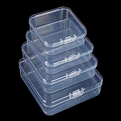 Goodma 96 Pieces Square Empty Mini Clear Plastic Storage Box, Mixed Sizes | Hinged Lids, For Small Items, Craft Projects - size: Mixed Sizes