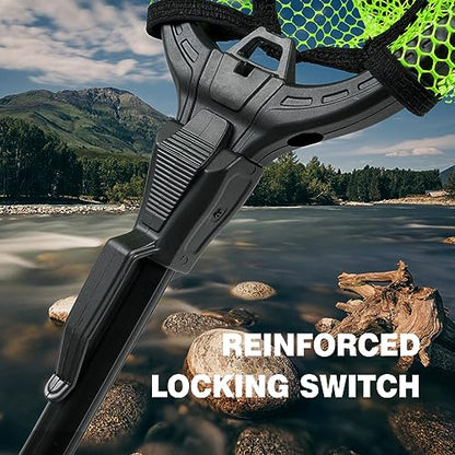 Black Paw Floating Fishing Net Foldable Telescopic Fish Landing Net with Built in Length Scale Rubber Coated for Kayak, Fly, Trout - color: A1:12" Hoop Size Green (Fixed Pole)