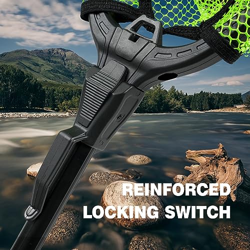 Black Paw Floating Fishing Net Foldable Telescopic Fish Landing Net with Built in Length Scale Rubber Coated for Kayak, Fly, Trout - color: A1:12" Hoop Size Green (Fixed Pole)