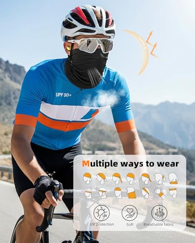Xeoxarel Neck Gaiter, 7 Pack Cooling UV Protection, Bandana Face Mask Scarf for Men and Women - color: 7 Black