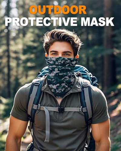 4Pack Neck Gaiter for Men Women Face Cover Mask Head Wrap Balaclava Headwear Bandana Headband Magic Scarf - color: A-camo3