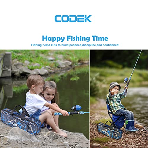 CODEK Kids Fishing Pole Set with Full Starter Kits 2 Set Portable Telescopic Fishing Rod and Spincast Reel Cambos with a Fishing Net and 2 Buckets for Boys Girls and Youth - color: Orange