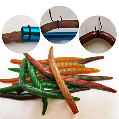 Senko Bait, 12PCS Fishing Soft Plastic Lures, 5.71inch Worms Bass Fishing Lure Kit Rubber Stick Baits with Salt for Wacky Rig Saltwater Freshwater