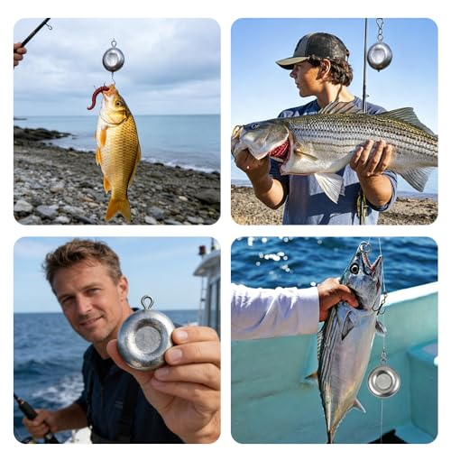Disc Sinkers Fishing Weights, Coin Sinkers Saltwater Surf Fishing Weights for Bottom Drifting Trolling - size: 1oz-10pcs