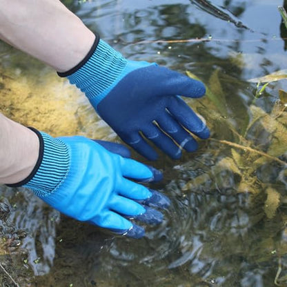 TOYANDONA Outdoor Waterproof Fishing Gloves Double-Layer Wear-Resistant Gardening Gloves with Non-Slip Grip for Planting and Fish Catching 1 Pair
