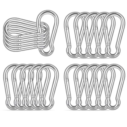 20PCS M6 Heavy Duty Carabiner Clip, 2.36Inch Snap Hook Quick Link Small Carabiner Clips,Spring Link Buckle for Fishing Camping Hammock Dog Leashes-260LBS Holding Capacity (Silver) - color: Silver, size: 20PCS-M6