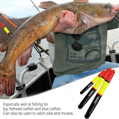 Fishing Bobbers Floats, Catfish Floats Weighted Float for Fishing, High Visibility Wood Bobber for Catfish Pike - size: 11.8IN-3PCS