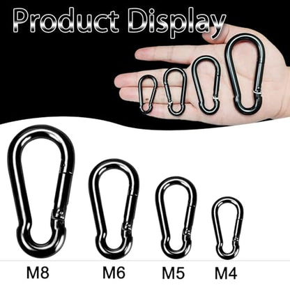 Carabiner Clips Black Twours Spring Snap Hooks Small Carabiners Heavy Duty Galvanized Steel Quick Links for Rust-Resistant Keychain Clips Outdoor Hiking Camping Hammock Fishing 1.56" 1.97" 2.36" 3.15" - size: 2.36inch(M6)--8pcs