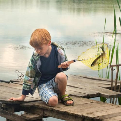 Trout Net Fine Mesh Handle Catch-Release | Fishing Landing Net for Lake River Trout Fishing - size: Cork handle fishing net