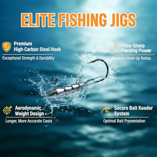 Hover Rig Swimbait Jig Heads for Bass Fishing, High-Carbon Steel Hooks 1/0 2/0 3/0 4/0, 1/8oz 3/16oz 1/4oz Lead Jigs, Freshwater & Saltwater Fishing Tackle - size: 3/16oz(5g) 1/0#-15pcs/box