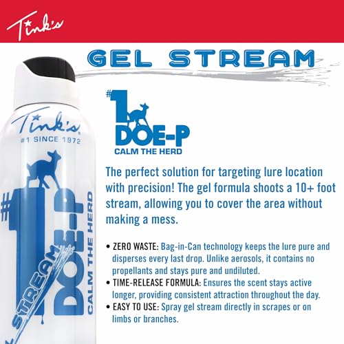 TINK'S #1 Doe-P Calming Non-Estrous Urine Spray Gel Deer Attractant for Hunting (5 oz Can) - Superior & Long Lasting Hunting Scents - Hunting Lure/Attractant - Advanced Deer Hunting Lure