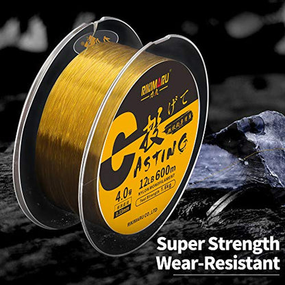 RIKIMARU Premium Monofilament Fishing Line-Strong and Abrasion Resistant Mono Line-Superior Nylon Material Fishing Line - color: Wine Red, size: 660Yds/0.14mm/3LB