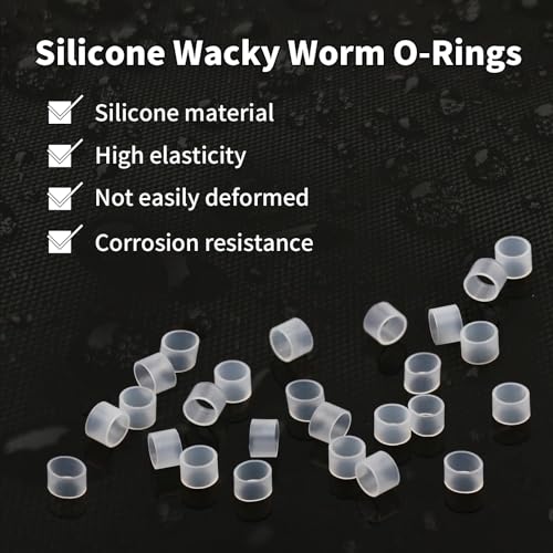 FishTrip 200/210pcs Silicone Wacky Worm O-Rings with Tool for Fishing Rigs | Silicone Bait Saver O-Rings, Protects Baits Wacky Rig for Senko Soft Plastics Worms Stickbaits for Bass Fishing Neko Rig - style: Large_200pcs