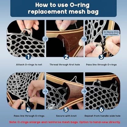 Riverruns Rubber Net Replacement with Repair Kit Fly Fishing Net Replacement Knotless Netting Bag for Rubber Fishing Net, Catch & Release - color: Transparent, size: 15.7" Dia x 13.8" Depth (47.2" Circumference)