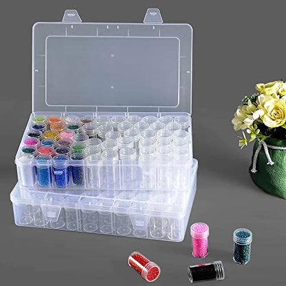 1pack 60 Grids Bead Organizer and Storage Diamond Painting Containers Portable Plastic Case Box Arts Crafts Storage for Seeds Beads Sewing Cosmetic Nail Glitter Powder Small Parts Rhinestones - size: 1 Pack