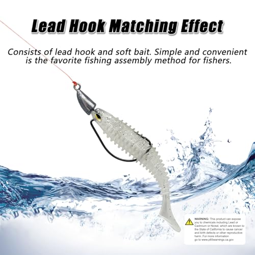 MAFIMOEA Bullet Jig Heads Weighted Texas Rig Hooks Swimbait Hooks Bass Crappie Walleye Trout Fishing Weedless Swimbait Jig Heads Saltwater Freshwater - size: 5g-20pcs