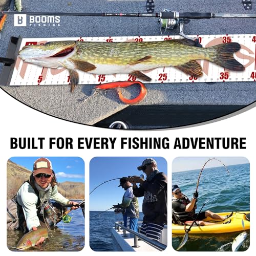 Booms Fishing 59" Fish Ruler: Fish Measuring Board - Measuring Tape with Bump Board - Rolling & Portable with Carabiner, Waterproof Fishing Measure Tool for Saltwater, Rl4 Red - color: Red with white