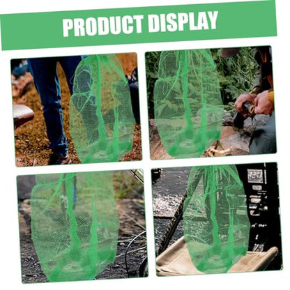 Luxshiny Portable Fishing Net Bag Drawstring Mesh Basket Nylon Collapsible Fish Keeper Net 100x60cm for Outdoor Fishing and Crabbing