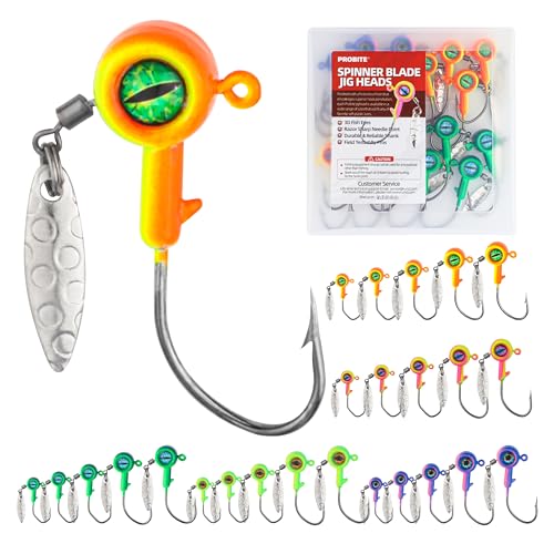 Spinner Blade Jig Heads, 20pcs Fishing Jig Hooks with Sharp Barb, 4 Size Options, for Saltwater and Freshwater Fishing - size: Assorted - 25pcs