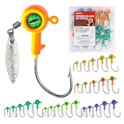 Spinner Blade Jig Heads, 20pcs Fishing Jig Hooks with Sharp Barb, 4 Size Options, for Saltwater and Freshwater Fishing - size: Assorted - 25pcs