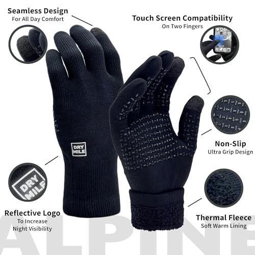 DRYMILE Alpine Waterproof Dexterity Gloves – Thermal Fleece Gloves for Men & Women – Touchscreen & Non-Slip Grip – Hiking, Skiing, Cycling, Fishing & Hunting. - size: Medium