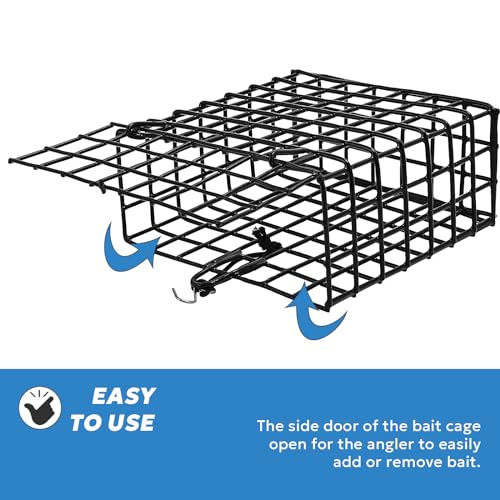 Vinyl-Coated Wire Crab Bait Cages for Heavy Duty Crab Trap Pot, Cage Box 6"x6"x3" - style: BK-3