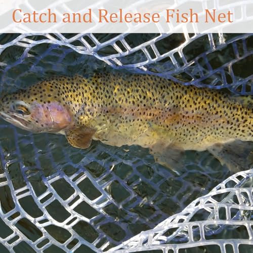 Garveelife Fishing Net for Trout, Fly Fishing Net with Soft Rubber Mesh, Wooden Handle Fishing Net for Freshwater & Saltwater Fishing, Catch and Release, Gift for Anglers & Fly Fishing Enthusiasts