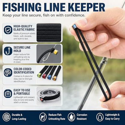 Fishing Line Keeper, Fishing Tippet Spool Ring, 4Pcs Elastic Fabric Fly Fishing Tippet Rings Wire Loop Leader Fishing Accessories