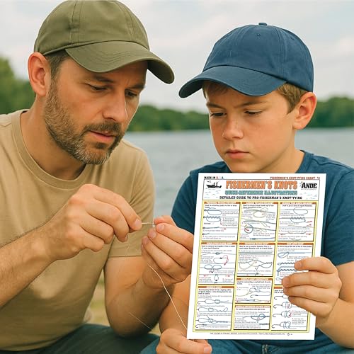 Fishing Knot Tying Guide #2: Waterproof Quick Reference, 18 Essential Knots | Portable Reference Card, Step-by-step Diagrams on How to Tie 18 Best Fishing Knots, Double-Sided, Great Gift for Beginners