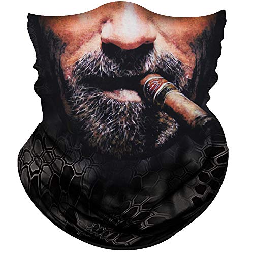 Obacle Neck Gaiter Face Mask Bandana for Dust Wind Sun Protection for Men Women - color: Beard Men With Cigar