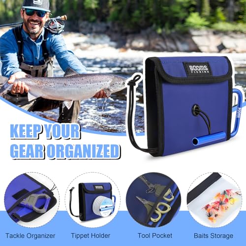Booms Fishing Leader Holder Wallet: Fly Fishing Tippet Line Storage with 12 Clear Pocket and Tippet Holder - size: Large