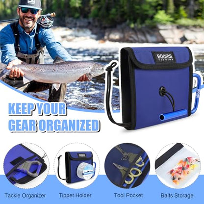 Booms Fishing Leader Holder Wallet: Fly Fishing Tippet Line Storage with 12 Clear Pocket and Tippet Holder - size: Large