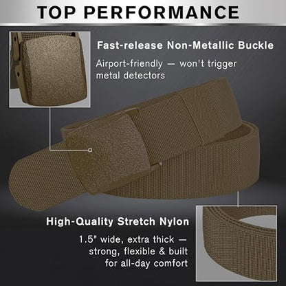 TECEUM Tactical Belt – Heavy-Duty & Quick Release – Military, Work, Rigger, Duty & Utility Belt for Men - color: Buckle 2 - Brown, style: Small-for Waist 30"-36" (Length 45")