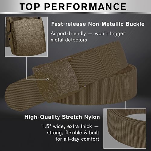 TECEUM Tactical Belt – Heavy-Duty & Quick Release – Military, Work, Rigger, Duty & Utility Belt for Men - color: Buckle 2 - Brown, style: Medium-for Waist 36"-42" (Length 49")