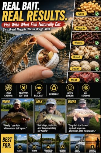 Karpela Bait Matrix Shell (Set of 4) – Protective Shell for Soft Bait & Liver – Turtle & Crawfish Resistant – Carp & Catfish Rig - color: Purple, size: Long Slot