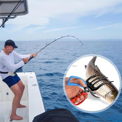 2 Packs 2/3 Claw Fish Gripper, Metal Fishing Pliers Gripper Catch Fish Control Clamp, Three Teeth Fishing Pliers Control Forceps Fishing Accessories for Most Freshwater Fish Grip Tackle Holder - color: 2 packs