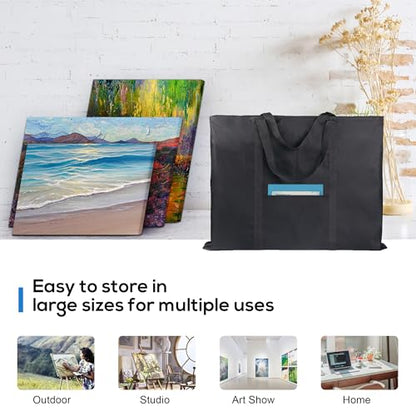 JJRING Dacron Light Weight Art Portfolio Bag, 22'' x 28.5'' for 20'' x 26'' Artworks, Black Carrying Storage Case for Poster, Sketching, and Drawing - size: 20''*26''