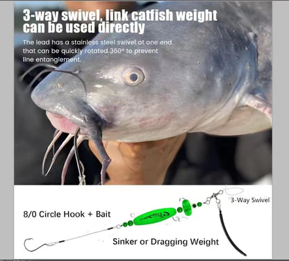 YOTO Santee Cooper Rig, Catfish Rig for Bank Fishing, Catfishing Tackle Rattler Floats, Chunky Rigs Catfish Equipment - style: Double Rung Catfish Bells - 6pcs