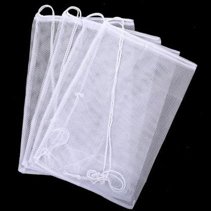 Mesh Chum Bag, 4 Pcs Bait Chum Bucket for Enhanced Fishing Attraction 12×18 inch, Nylon Drawstring Laundry Bags, White Net Storage Bags for Saltwater Fishing Kitchen Gifts Travel College - size: 12 x18 inch