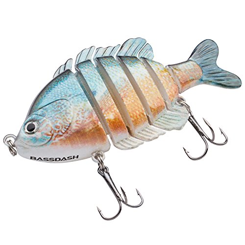 BASSDASH SwimPanfish Multi Jointed Panfish Bluegill Swimbaits Hard Topwater Bass Lures Fishing Lure Crank Saltwater 3.5in/0.85oz - color: Redbreast Sunfish