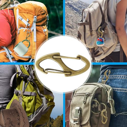 20 Pieces S Spring Snap Hook, Keychain Hook Metal Carabiner Clip, Double Snap Hook for Camping Fishing Hiking Outdoor Sports - style: 1.6"-Brass