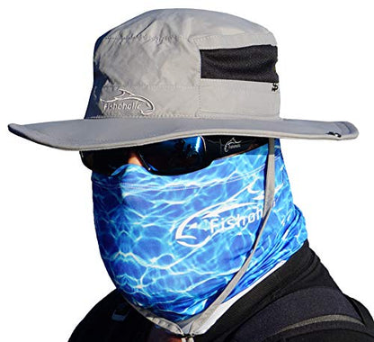 Fishoholic Fishing Face Mask Neck Gaiter Hunting Buff - 3 Colors - UPF50+ Sun Protection Fishaholic Fishing Gift - color: Blue H2o Camo