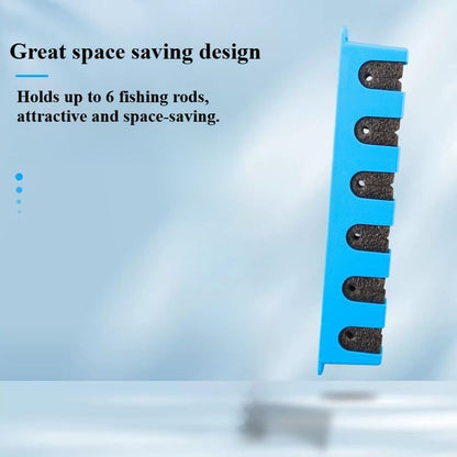 Wall-Mounted Modular Fishing Rod Holder, Heavy-Duty 6-Slot Rack, Horizontal/Vertical Mount for Garage Cave Fishing Gear Storage (BLUE) - color: BLUE
