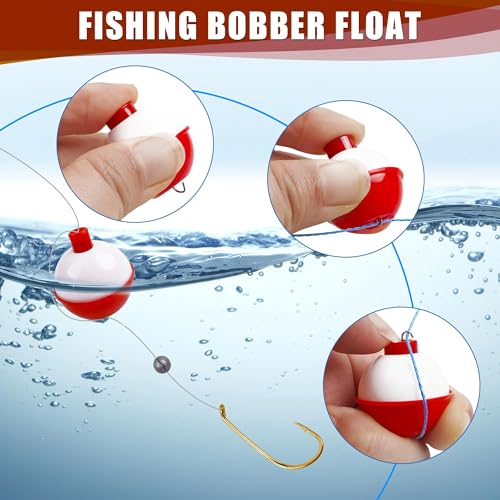Fishing Bobbers Hard ABS Bobbers Snap-on Fishing Floats Push Button Round Buoy Float Bobbers for Crappie Panfish Walleyes Red and White 0.75"/1"/1.25"/1.5"/1.75"/2"/2.5" - size: 2.5inch - 20pcs