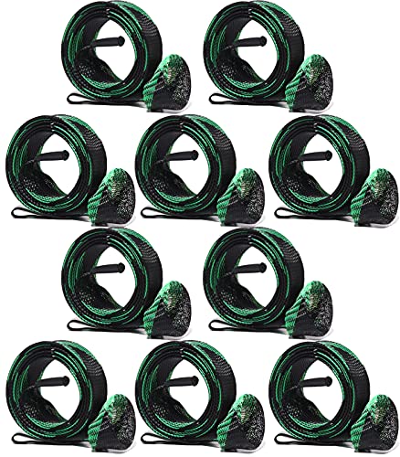 Fishing Rod Sock Mesh Sleeve Rod Cover Braided Mesh Rod Protector Pole Gloves Fishing Tools for Fly, Casting, Sea Fishing Rod - color: Black And Geen Cross Color Set (10pc)