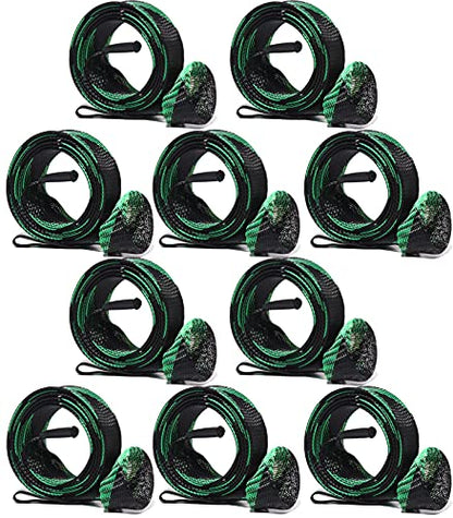 Fishing Rod Sock Mesh Sleeve Rod Cover Braided Mesh Rod Protector Pole Gloves Fishing Tools for Fly, Casting, Sea Fishing Rod - color: Black And Geen Cross Color Set (10pc)