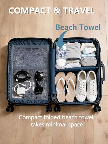 Blue Chinoiserie Crab Summer Beach Towel with Clips Set - Preppy Coastal Pink Striped Large Sand Free Towel 30x60 Inch for Beach Camping Swim Pool Gym Sports & Yoga - color: Btowels09