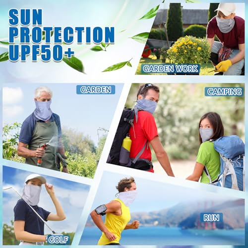 Geyoga 3 Pcs Cooling Neck Gaiter for Men Women Breathable Mesh UV Protection Summer Neck Cover with Mesh Hole Strap Neck Wrap - color: White, Light Gray, Haze Blue